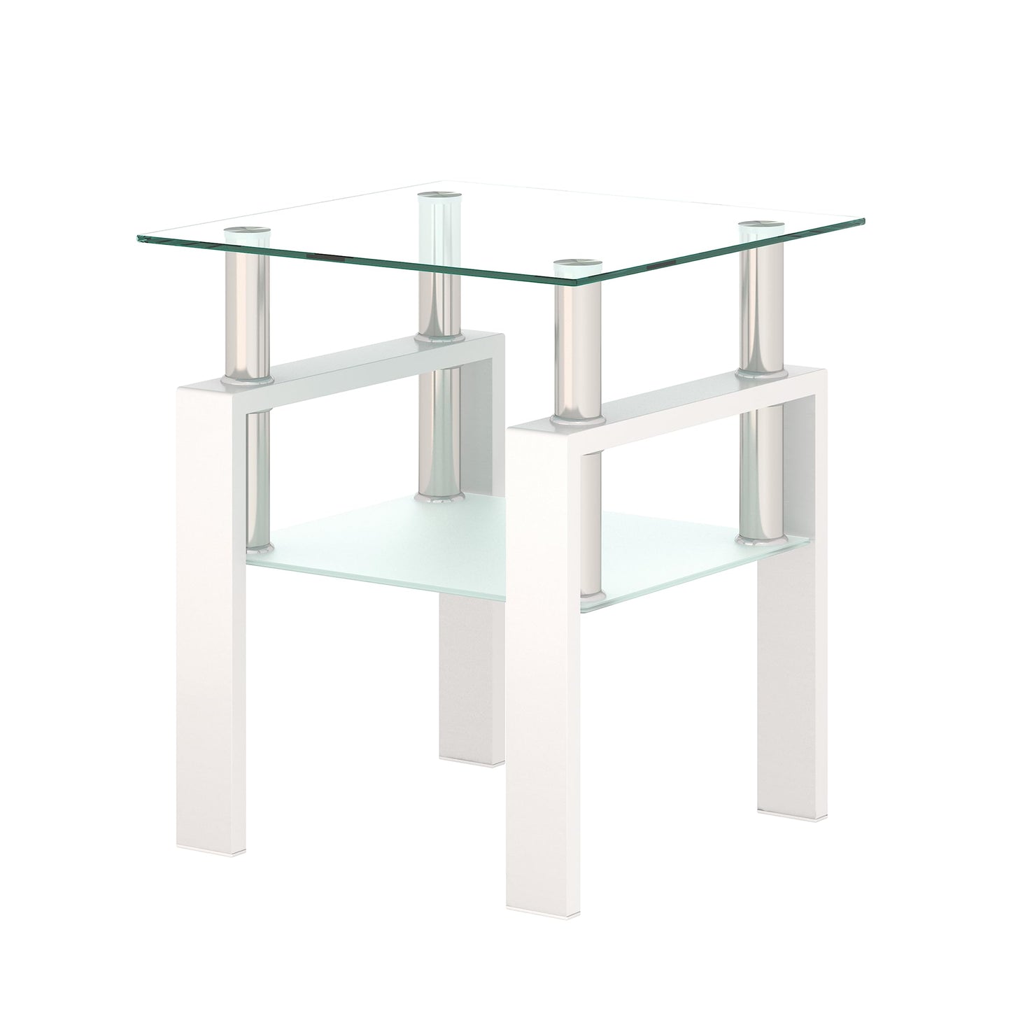 KELESY Modern Tempered Glass Coffee Table – Stylish Square Center Table for Living Room, Elegant Glass Top Design