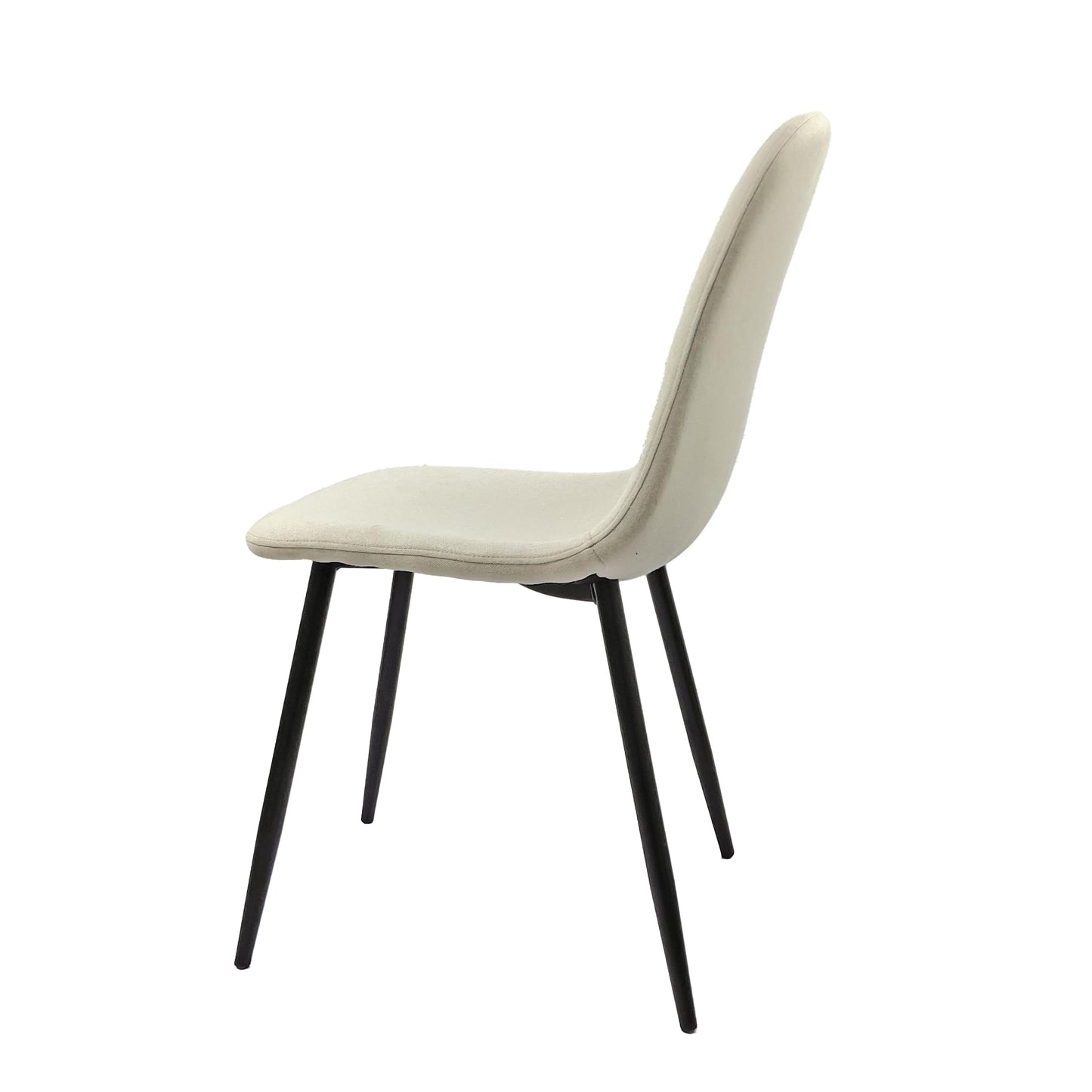 KELESY Dining Chairs Set of 4, Modern Accent Chairs with Linen Fabric Upholstered Seat, Spoon Shape Kitchen Chair with Black Metal Legs Dining Side Chairs for Dining Room Kitchen