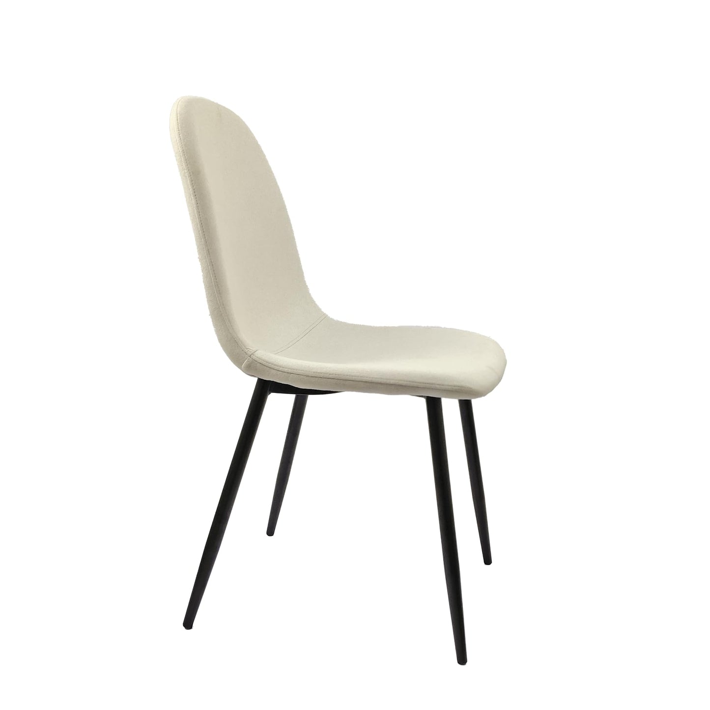 KELESY Dining Chairs Set of 4, Modern Accent Chairs with Linen Fabric Upholstered Seat, Spoon Shape Kitchen Chair with Black Metal Legs Dining Side Chairs for Dining Room Kitchen