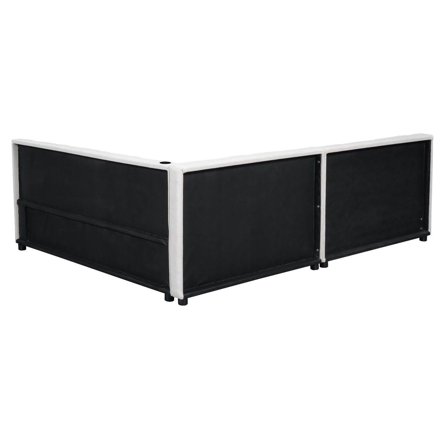 KELESY Daybed with Storage, Upholstered Corner Bed Frame with Drawers, Floor Bed Frame with USB Charging, L Shaped Bed Frame with Solid Slats Support for Teens Adults