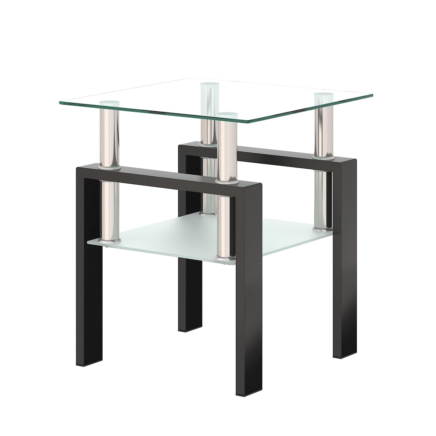 KELESY Modern Tempered Glass Coffee Table – Stylish Square Center Table for Living Room, Elegant Glass Top Design