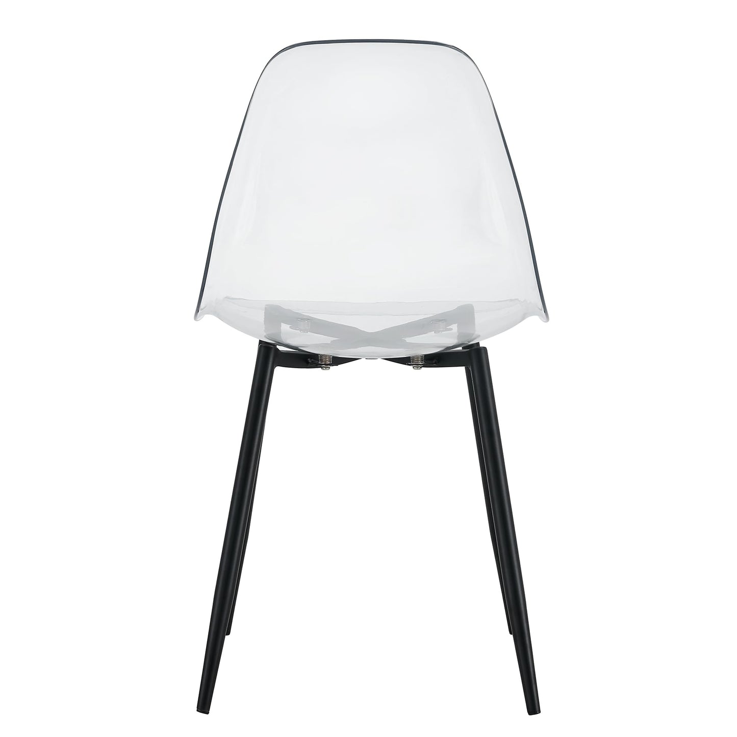 KELESY Modern Minimalist Transparent Dining Chair, Plastic Chair, Armless Crystal Chair, Nordic Creative Makeup Stool, Negotiation Chair, Set of 4 Pieces, Black