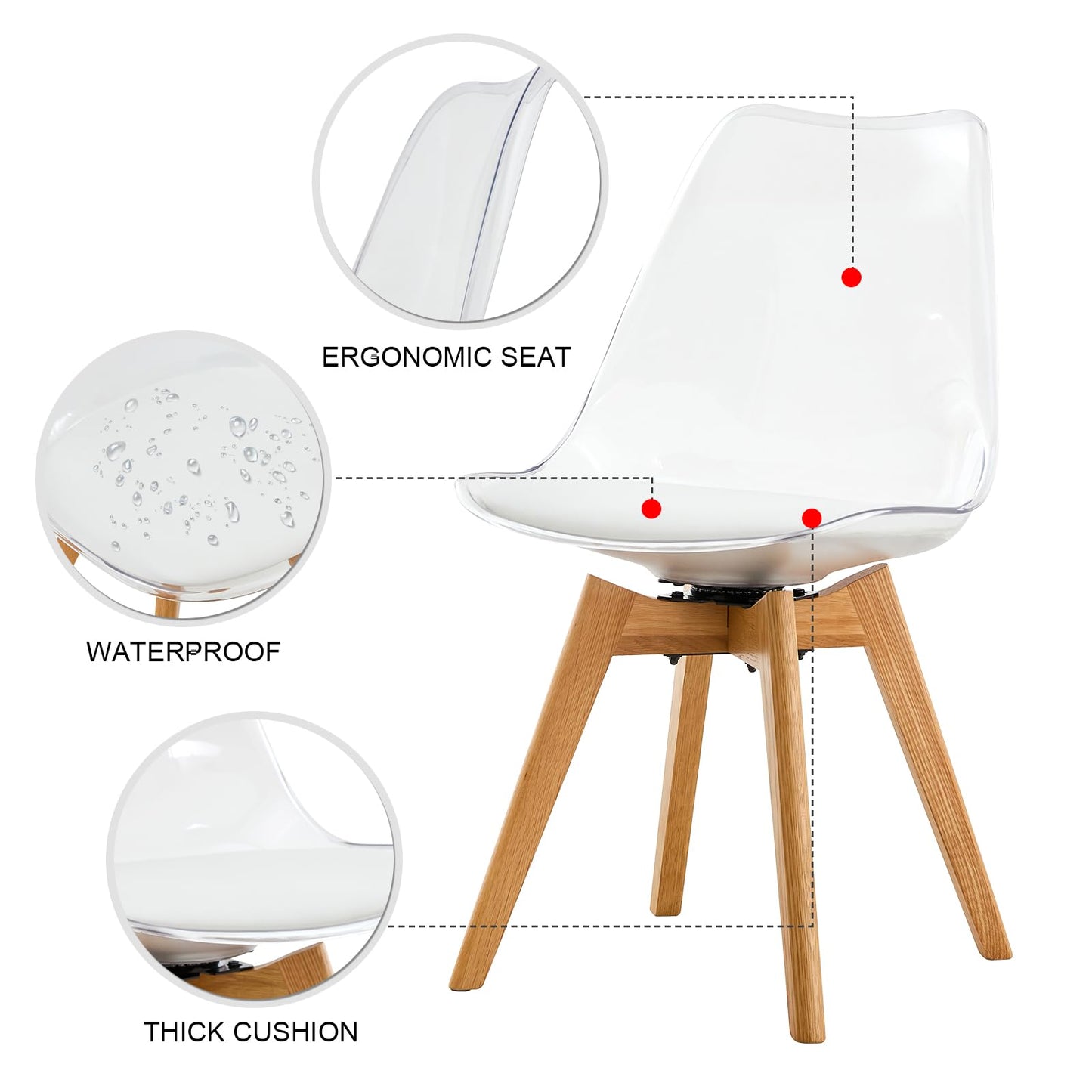 KELESY 4Pcs Modern Chairs Can Rotate 360 Degrees, Backrest is Made of PET Material, The Seat Cushion is Made of PU Material