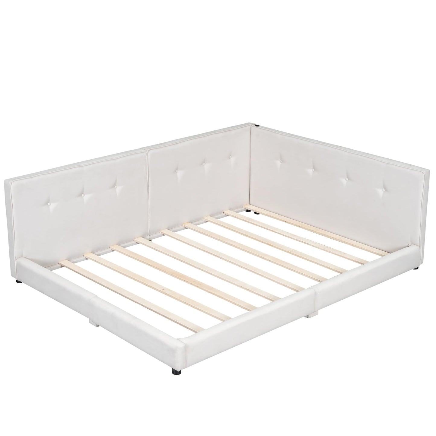 KELESY Daybed with Storage, Upholstered Corner Bed Frame with Drawers, Floor Bed Frame with USB Charging, L Shaped Bed Frame with Solid Slats Support for Teens Adults