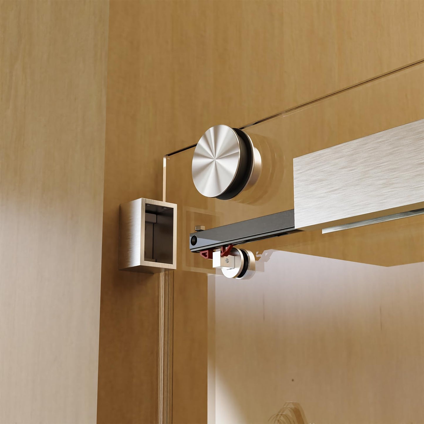 Frameless Sliding Glass Shower Door–68-72" W * 76" H Adjustable Width Shower Door–Shower Door with Buffer and 3/8" 10mm Thick SGCC Tempered Glass Door,Reversible Installation,Brushed Nickel