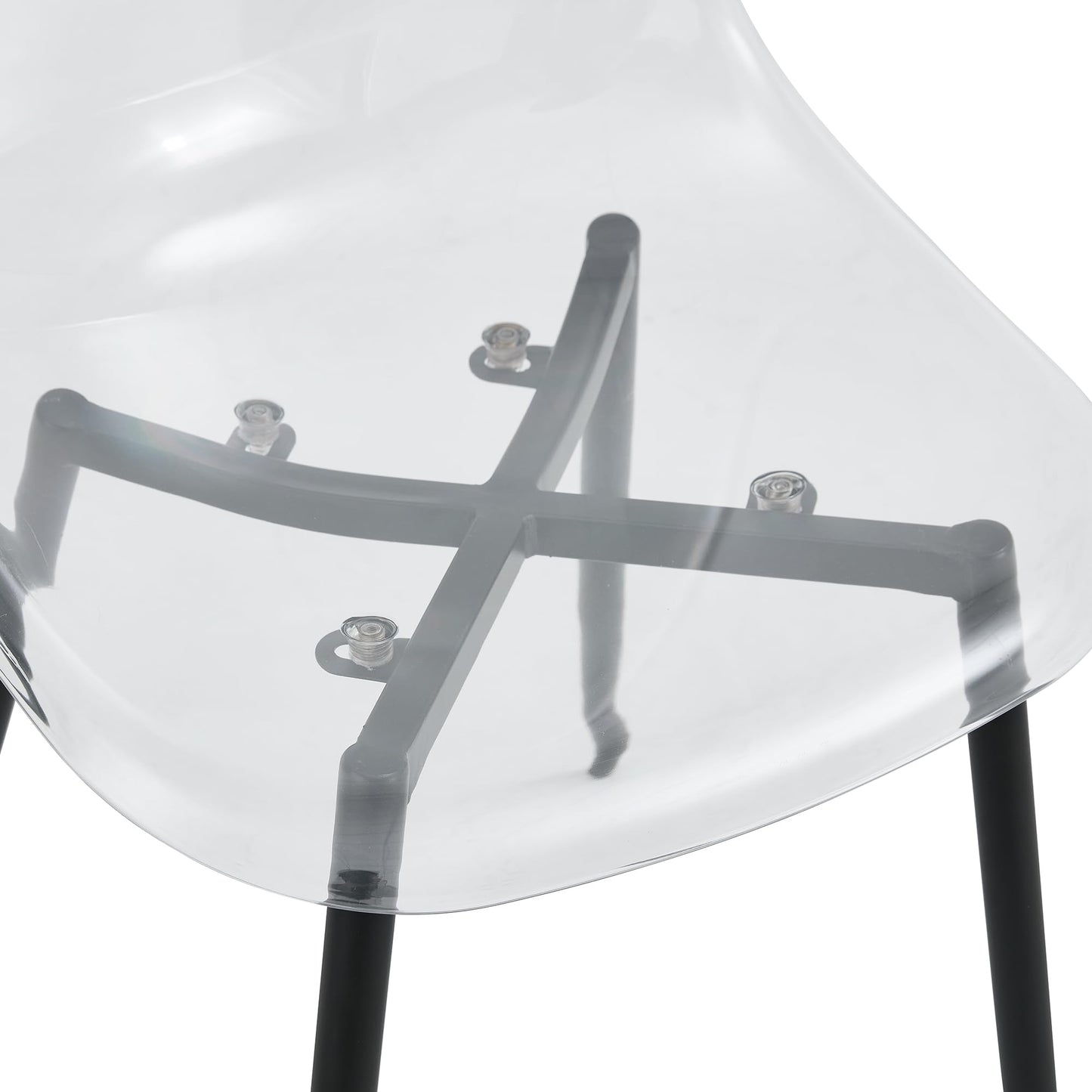 KELESY Modern Minimalist Transparent Dining Chair, Plastic Chair, Armless Crystal Chair, Nordic Creative Makeup Stool, Negotiation Chair, Set of 4 Pieces, Black