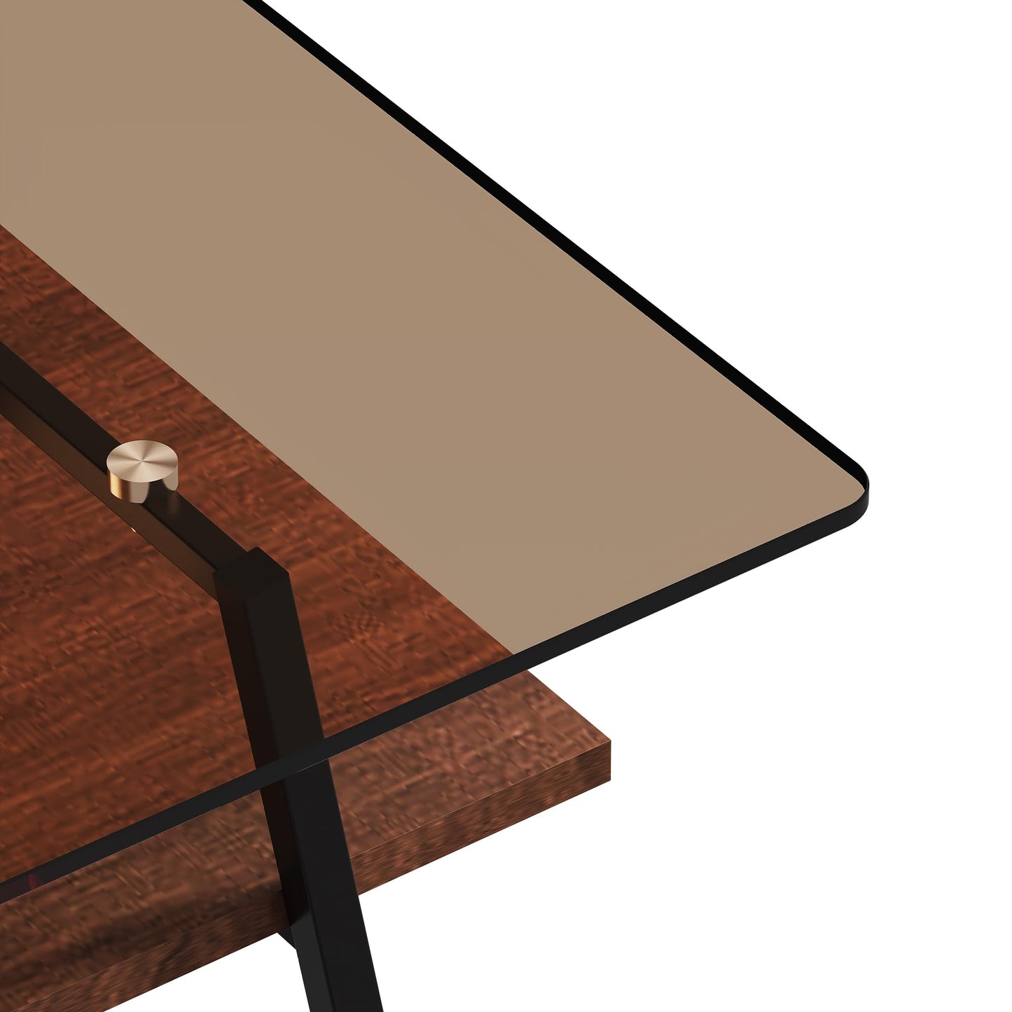 KELESY Modern Rectangle Coffee Table with Tempered Glass Top and Metal Legs - Stylish Living Room Tables for Elegance