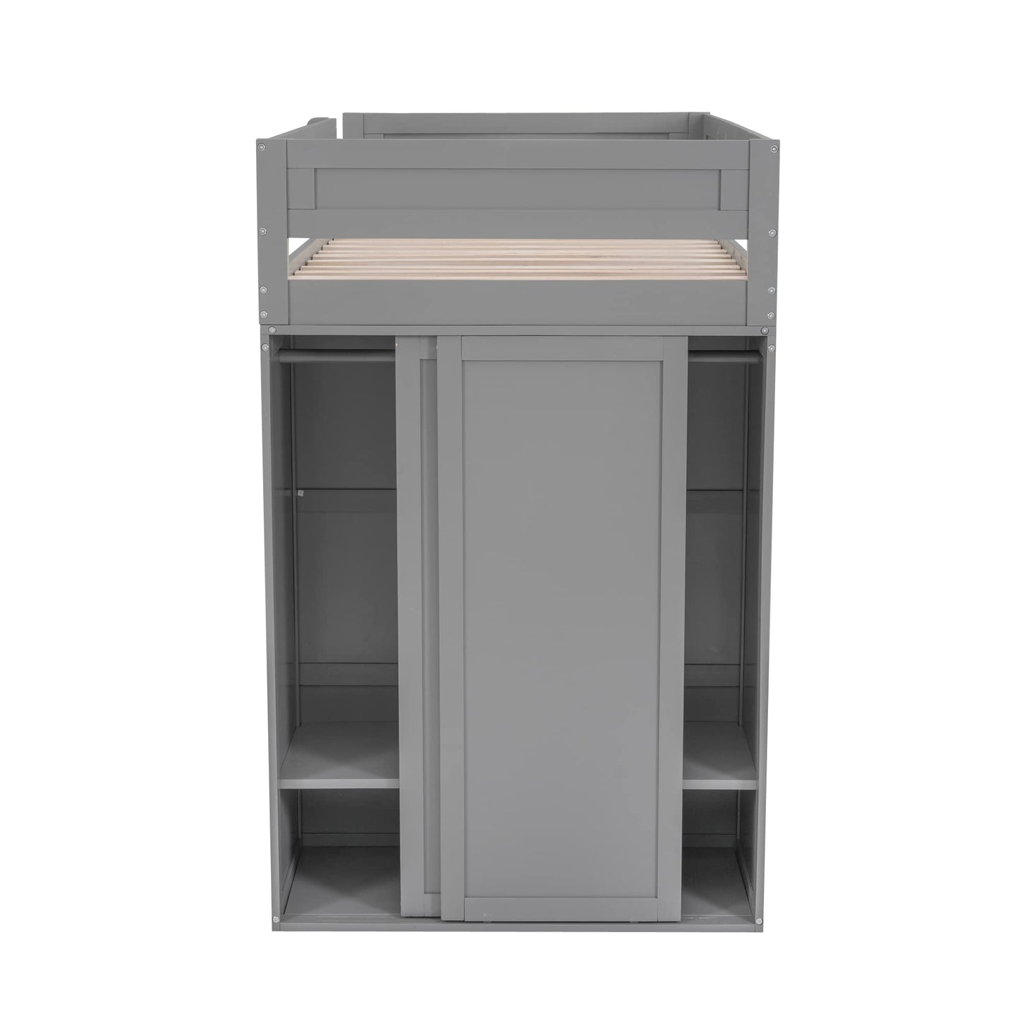 KELESY Wood Loft Bed with Desk, Wardrobe & Storage | Multi-Functional Loft Bed Frame for Adults & Teens