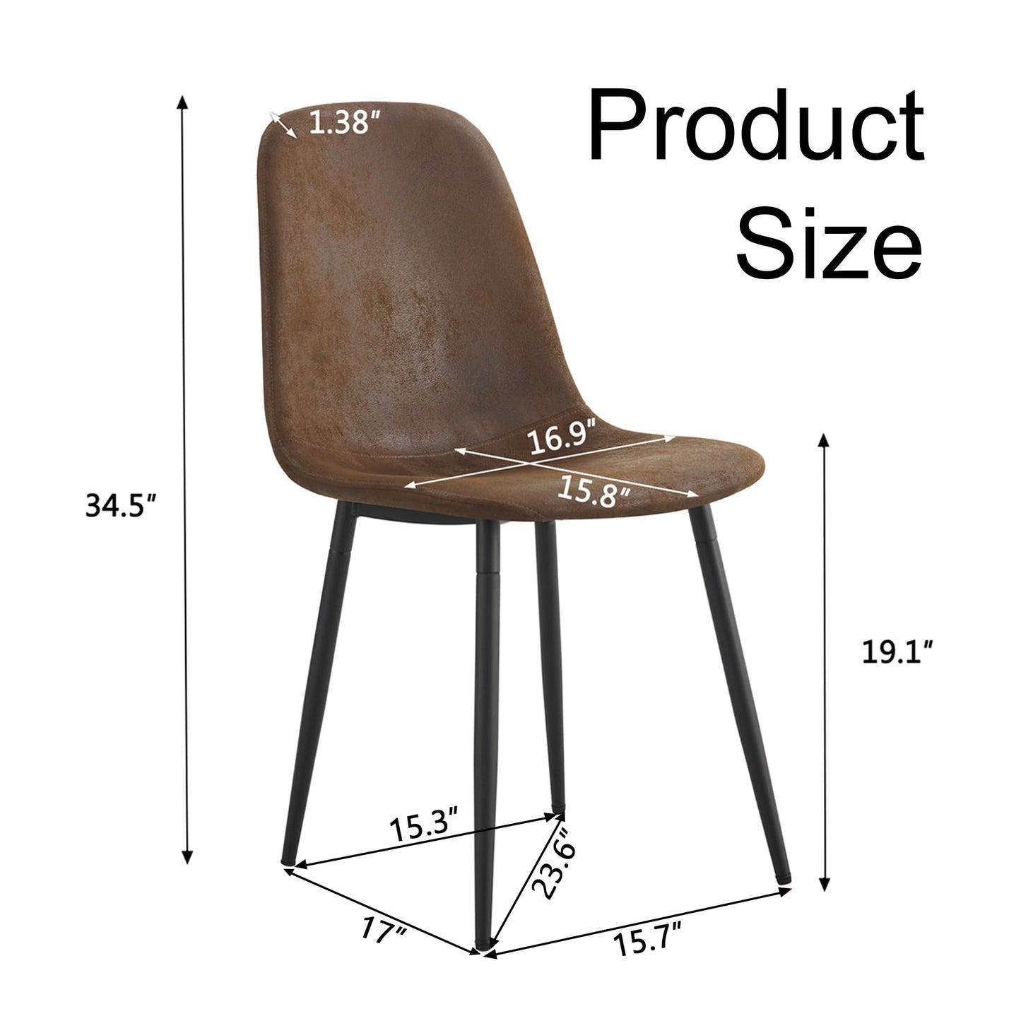 KELESY A Set of 4 Modern Medieval Style Restaurant Cushioned Side Chairs, Equipped with Soft Cushions and Black Metal Legs, Suitable for Kitchens, Lounges, and Farmhouses