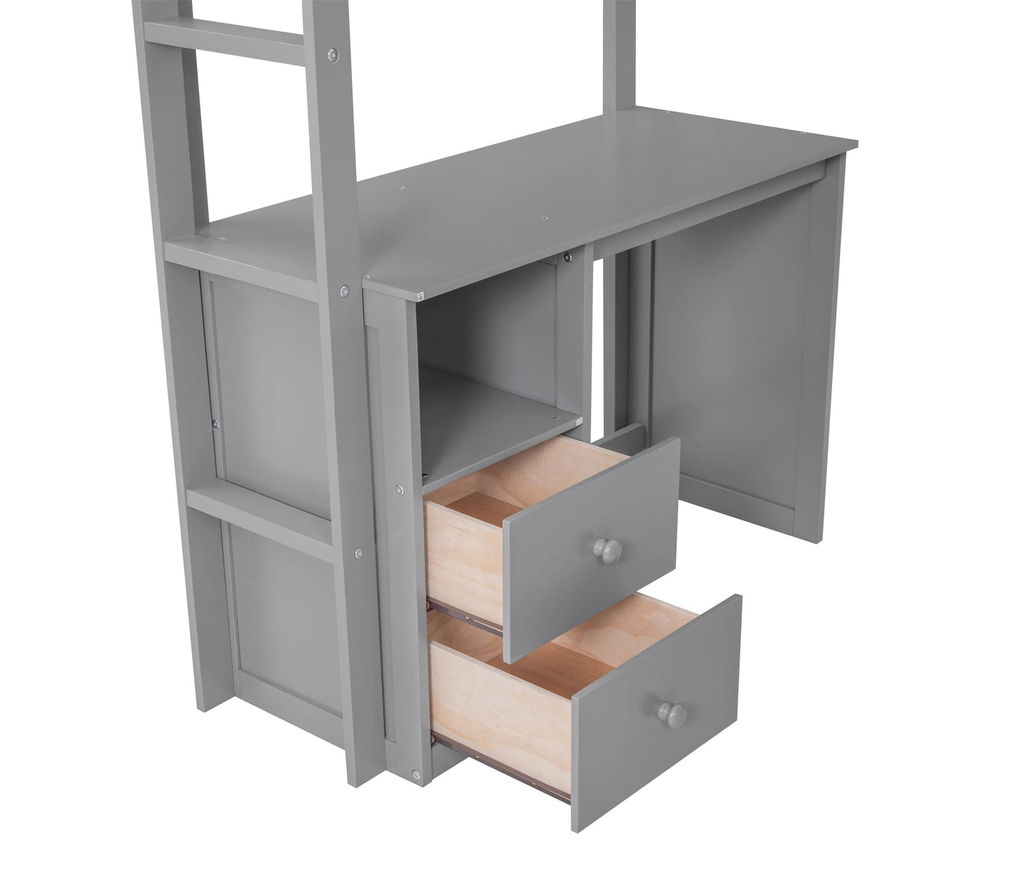 KELESY Wood Loft Bed with Desk, Wardrobe & Storage | Multi-Functional Loft Bed Frame for Adults & Teens
