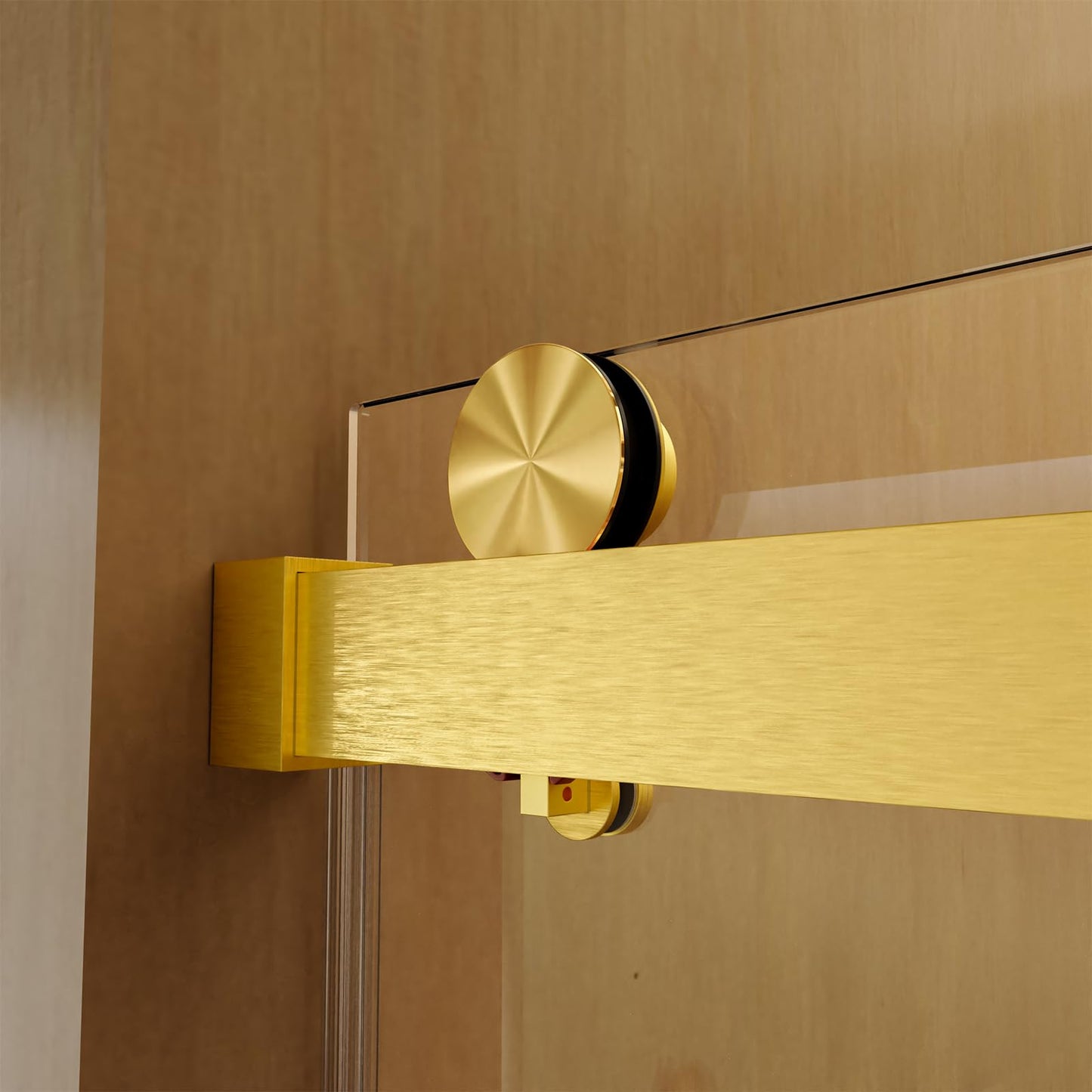 Frameless Sliding Glass Shower Door–56-60" W * 76" H Adjustable Width Shower Door –Shower Door with Buffer and 3/8" (10mm) Thick SGCC Tempered Glass Door,Reversible Installation, Brushed Gold Finish