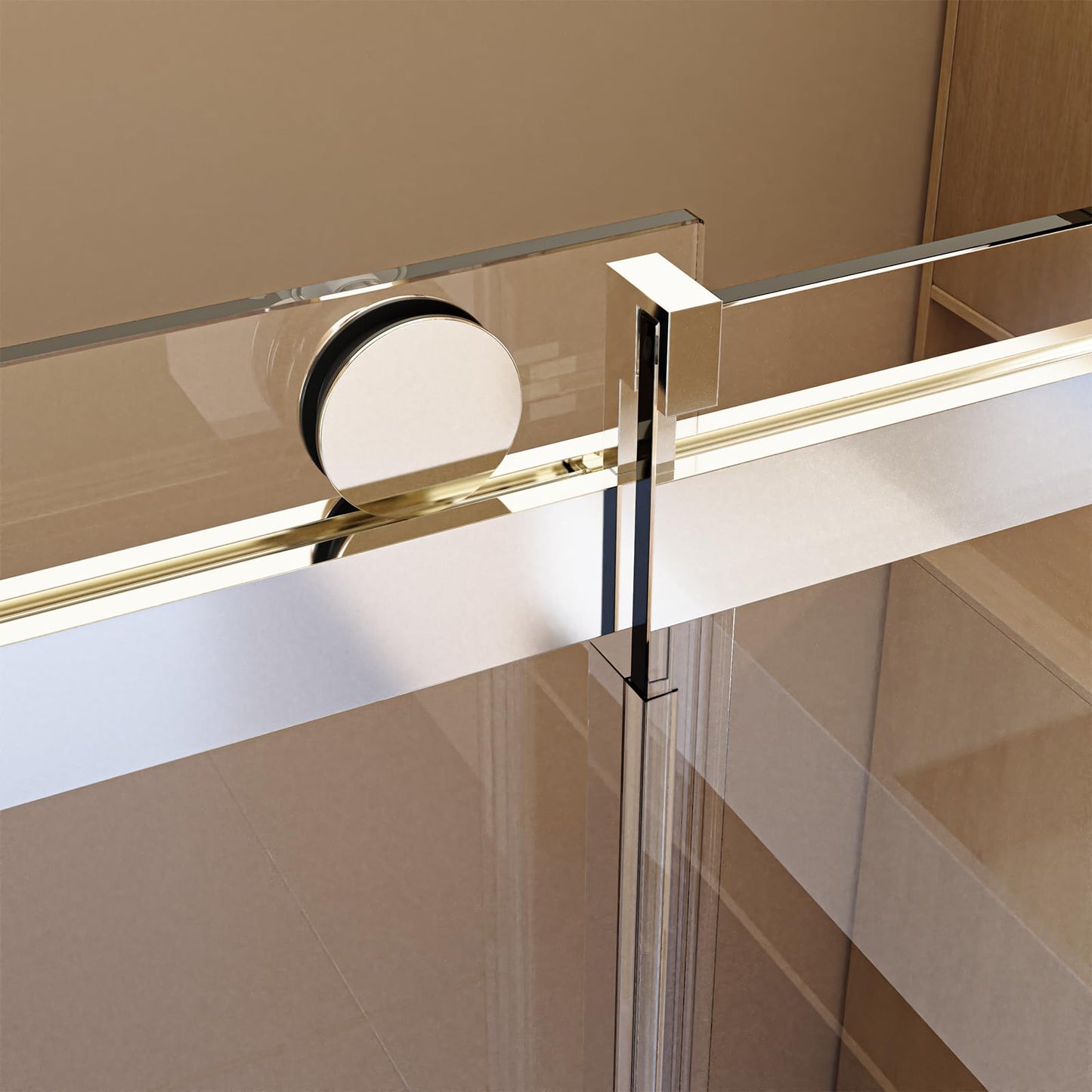 Frameless Sliding Glass Shower Door–68-72" W * 76" H Adjustable Width Shower Door–Shower Door with Buffer and 3/8" (10mm) Thick SGCC Tempered Glass Door,Reversible Installation,Chrome Finish