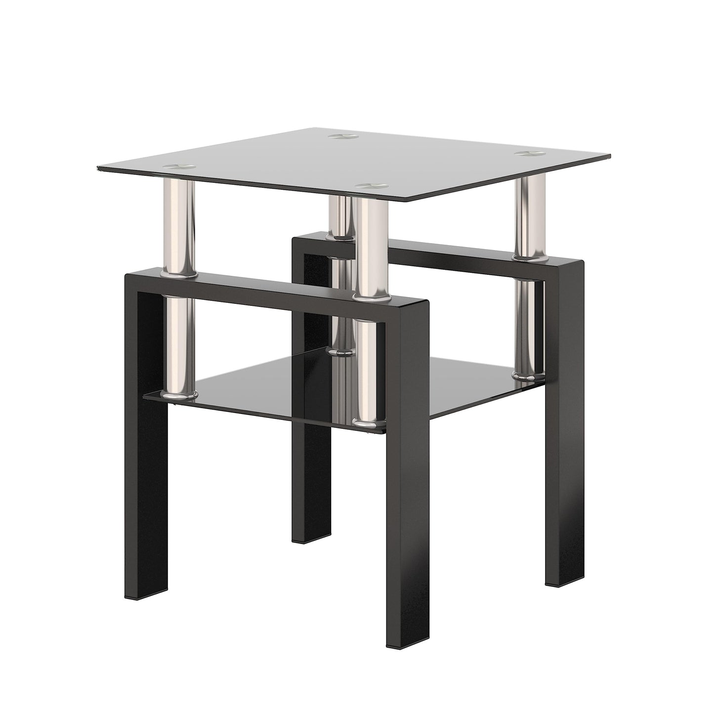 KELESY Modern Tempered Glass Coffee Table – Stylish Square Center Table for Living Room, Elegant Glass Top Design