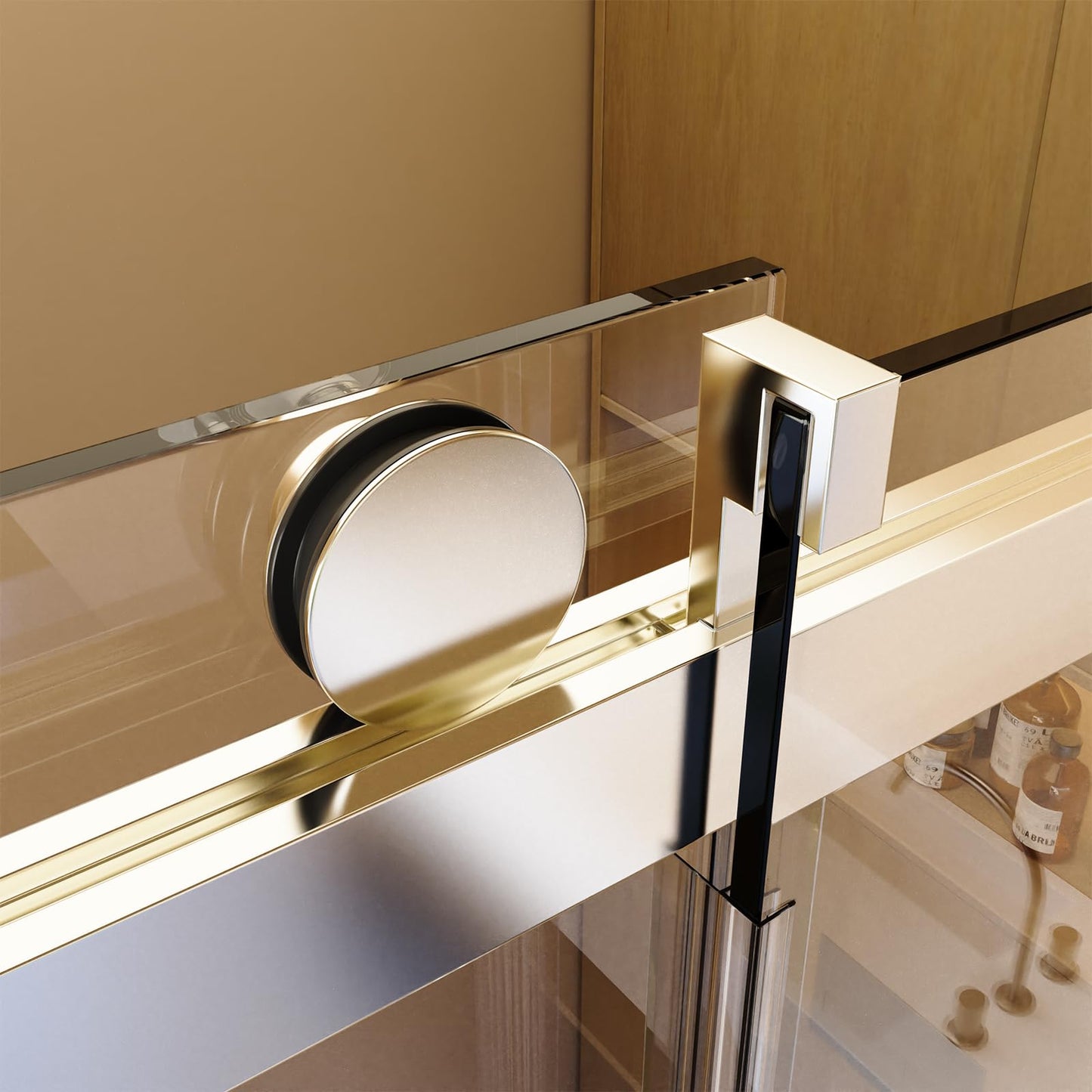 Frameless Sliding Glass Shower Door–56-60" W * 76" H Adjustable Width Shower Door–Shower Door with Buffer and 3/8" (10mm) Thick SGCC Tempered Glass Door,Reversible Installation,Chrome Finish