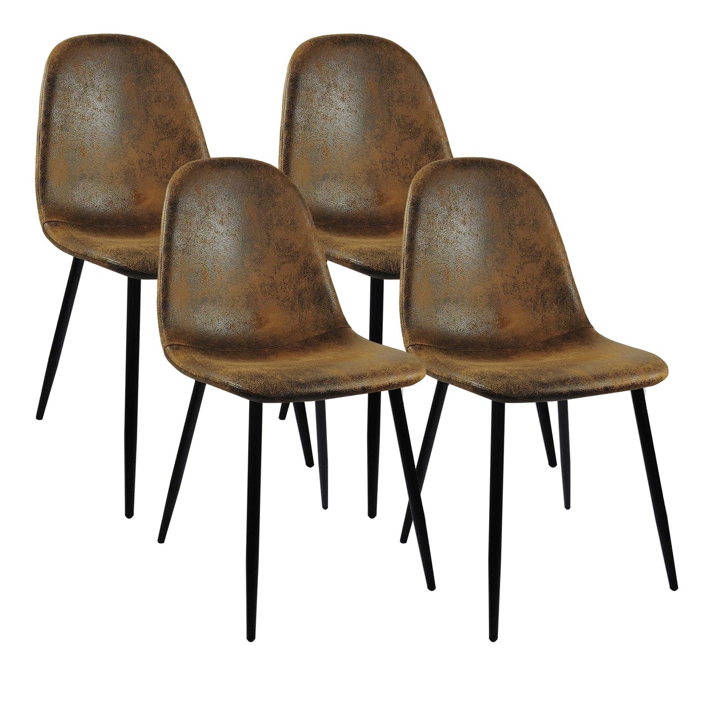 KELESY Dining Chairs Set of 4, Modern Accent Chairs with Soft Glove Suede Fabric Upholstered Seat, Spoon Shape Kitchen Chair with Black Metal Legs Dining Side Chairs for Dining Room Kitchen