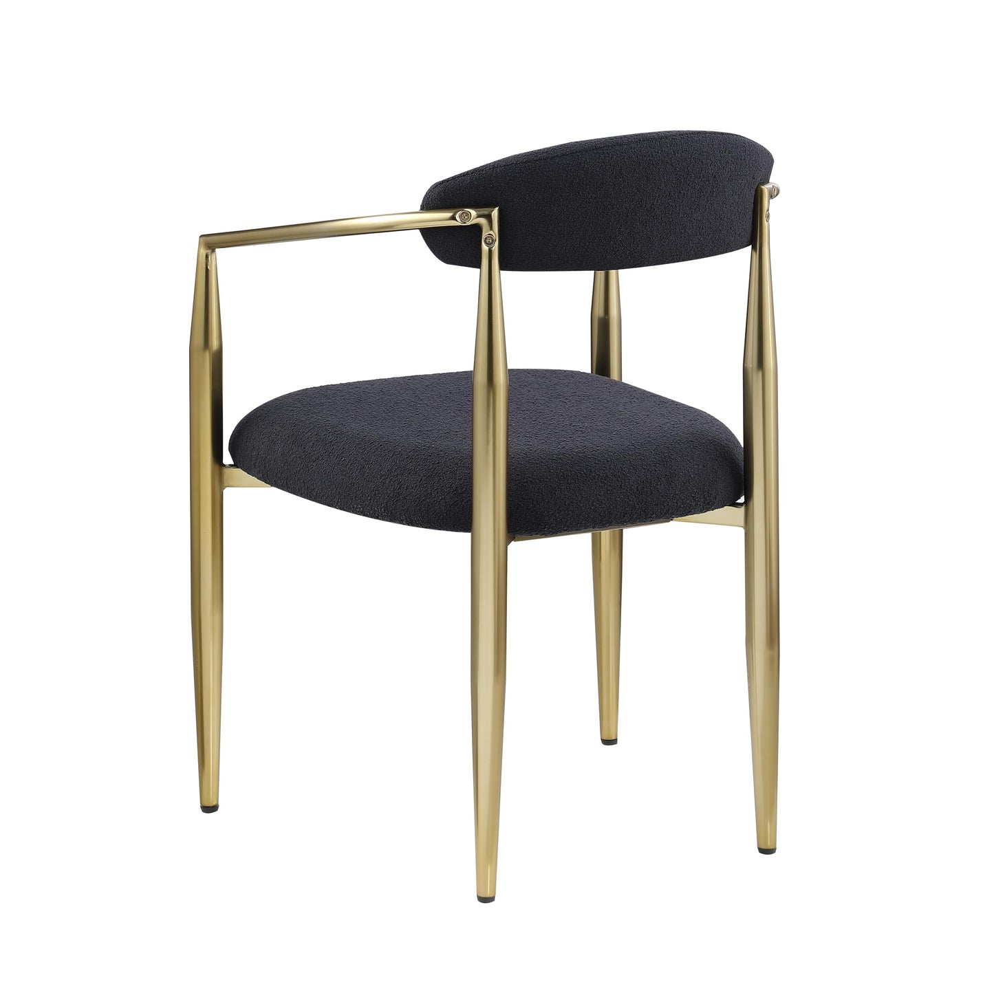 KELESY Dining Chairs Set of 2, Mid-Century Modern Dining Chairs, Kitchen Dining Room Chairs, Round Boucle Backrest Sherpa Dining Chair with Black Metal Legs