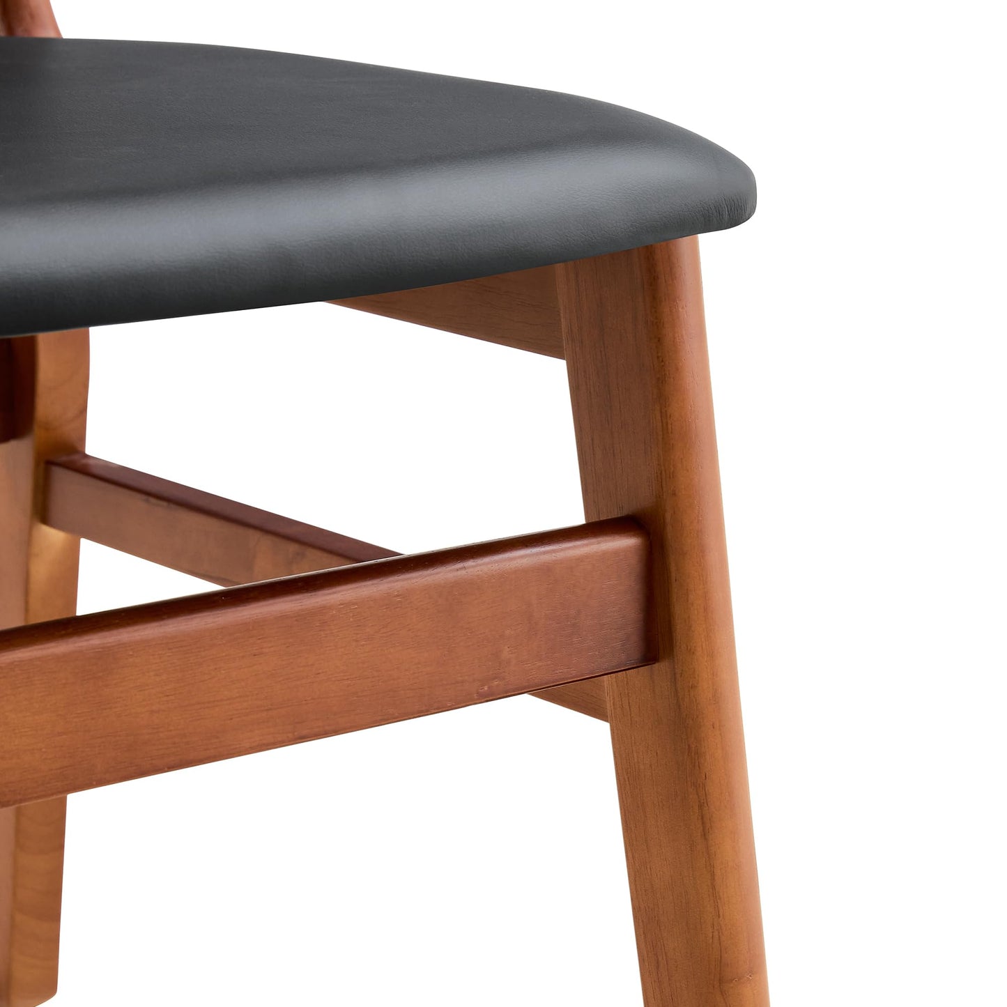 KELESY 4PCS Stylish and Durable Solid Wood Dining Chair, Small Curved Back, PU Cushion, and Beautiful Shape Match Perfectly with Any Room and Everyday Use