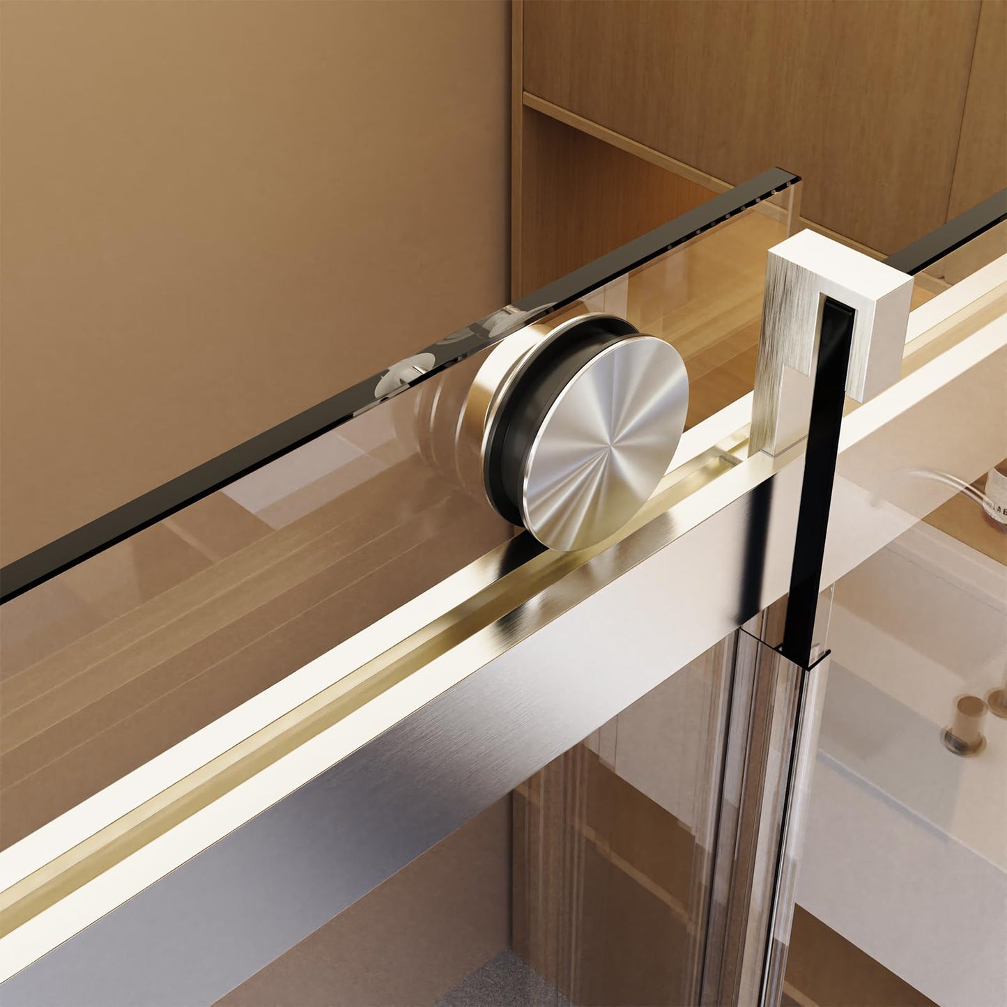 Frameless Sliding Glass Shower Door–68-72" W * 76" H Adjustable Width Shower Door–Shower Door with Buffer and 3/8" 10mm Thick SGCC Tempered Glass Door,Reversible Installation,Brushed Nickel