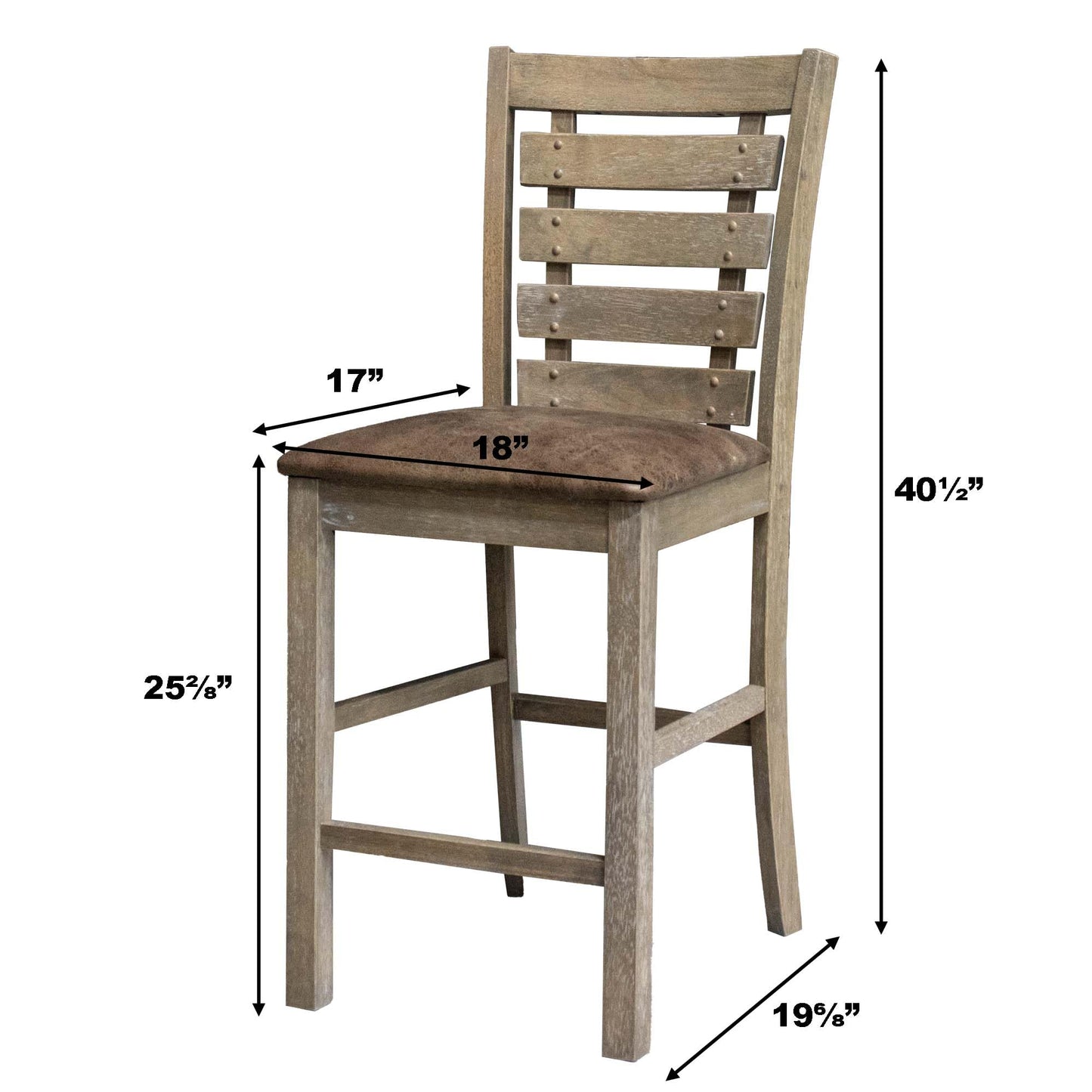KELESY Set of 2 Dining Counter Height Chairs Modern Farmhouse Rustic Look Distressed Design Ladderback Solid Wood