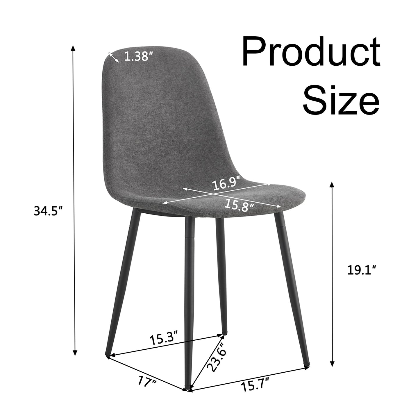 KELESY A Set of 6 Modern Medieval Style Restaurant Cushioned Side Chairs, Equipped with Soft Cushions and Black Metal Legs, Suitable for Kitchens, Lounges, and Farmhouses