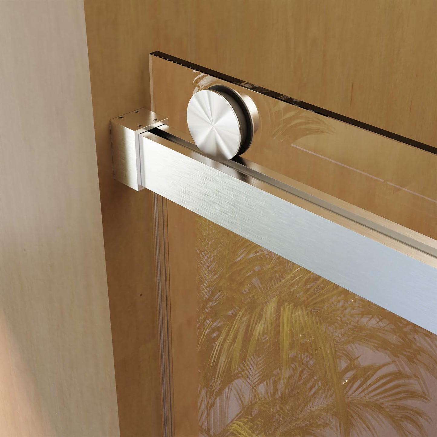 Frameless Sliding Glass Shower Door–68-72" W * 76" H Adjustable Width Shower Door–Shower Door with Buffer and 3/8" 10mm Thick SGCC Tempered Glass Door,Reversible Installation,Brushed Nickel