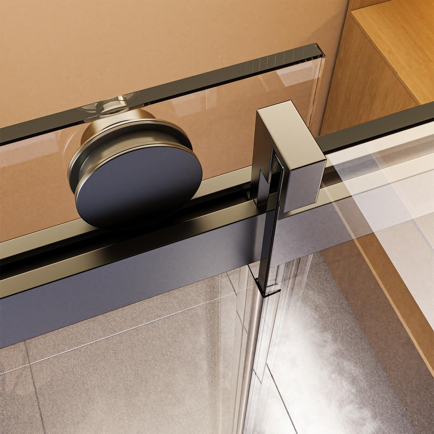 Frameless Sliding Glass Shower Door–56-60" W * 76" H Adjustable Width Shower Door–Shower Door with Buffer and 3/8" (10mm) Thick SGCC Tempered Glass Door,Reversible Installation,Matte Black Finish