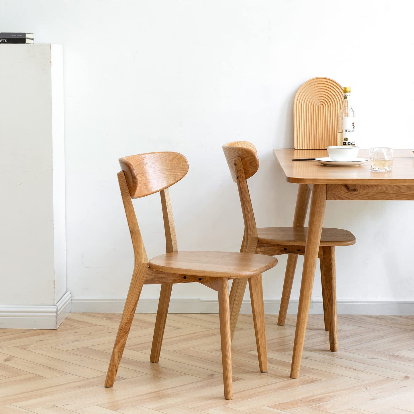 KELESY Dining Chair Wooden FAS Grade Oak Natural Wood Made in North America 100% Dirt-Free Wood Chair Solid Chair Table Chair Wooden Living Room Chair Simple and Natural 46.5 * 54 * 80cm