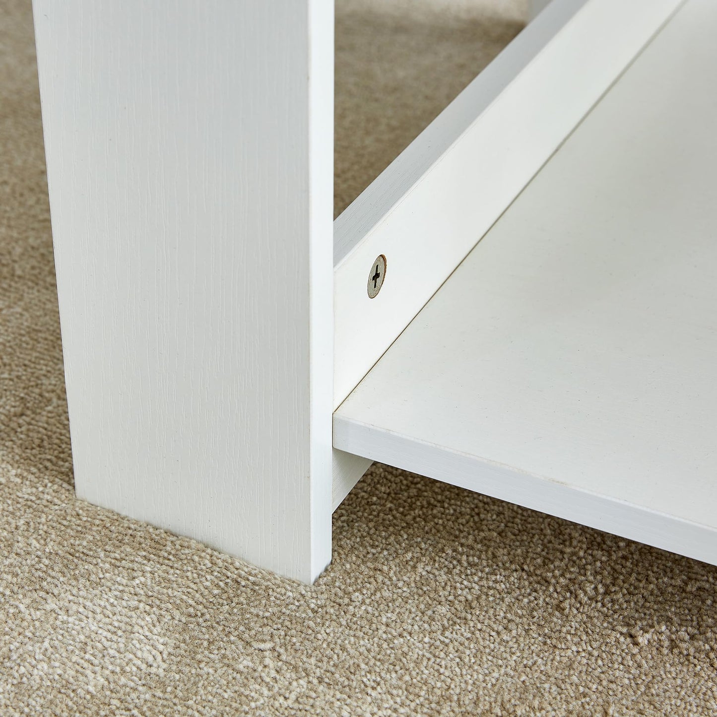 KELESY Modern White Coffee Table | Double-Layered MDF Center Table for Living Room, Bedroom & Study | Rustic, Farmhouse & Industrial Styles | 10-15 Minute Assembly