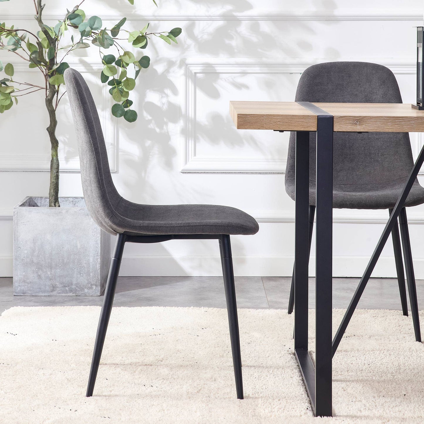 KELESY A Set of 6 Modern Medieval Style Restaurant Cushioned Side Chairs, Equipped with Soft Cushions and Black Metal Legs, Suitable for Kitchens, Lounges, and Farmhouses