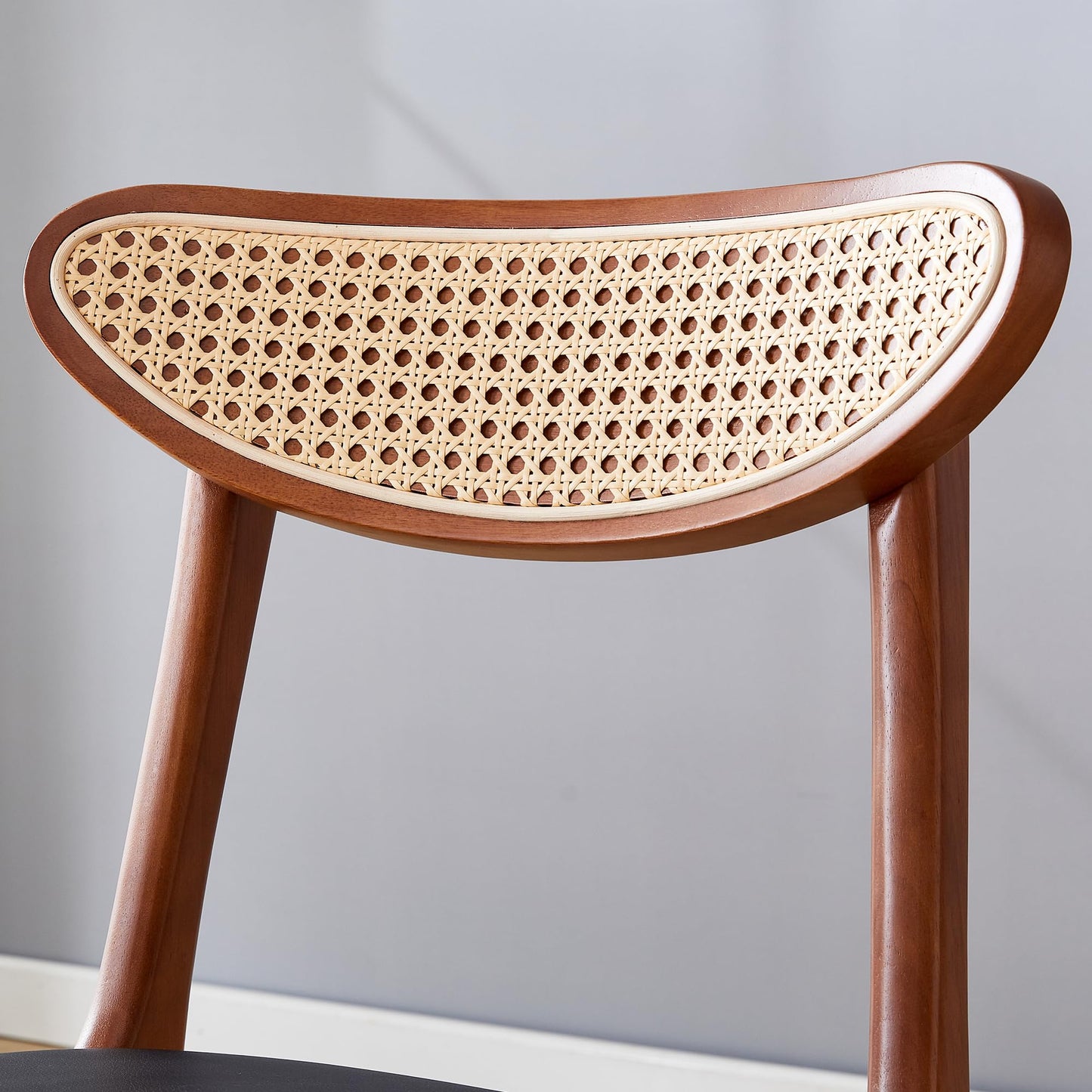 KELESY 4PCS Stylish and Durable Solid Wood Dining Chair, Small Curved Back, PU Cushion, and Beautiful Shape Match Perfectly with Any Room and Everyday Use