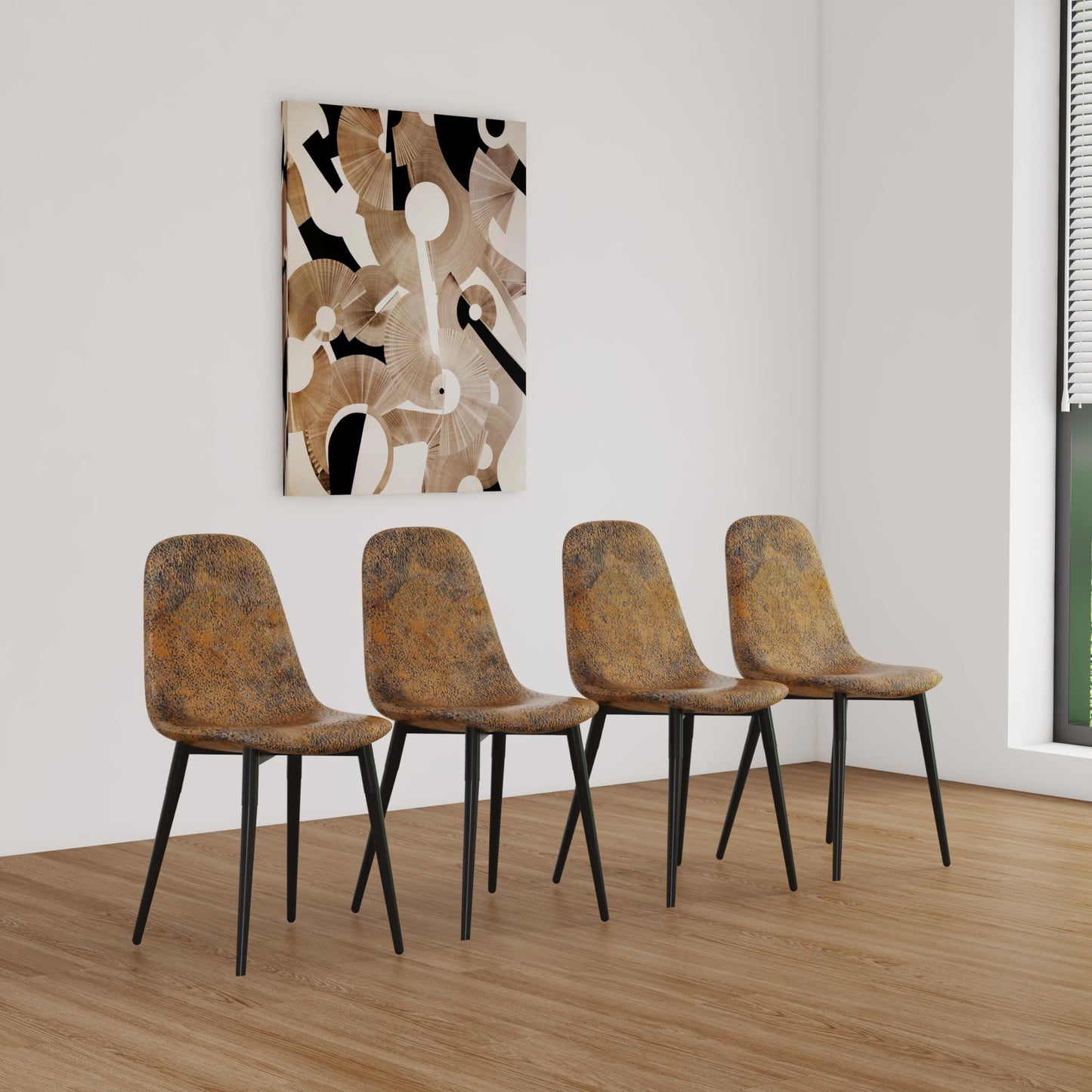 KELESY Dining Chairs Set of 4, Modern Accent Chairs with Soft Glove Suede Fabric Upholstered Seat, Spoon Shape Kitchen Chair with Black Metal Legs Dining Side Chairs for Dining Room Kitchen