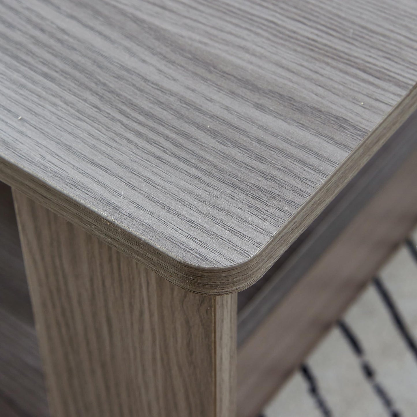 KELESY Modern Double-Layered Coffee Table - Rustic MDF Center Table for Living Room