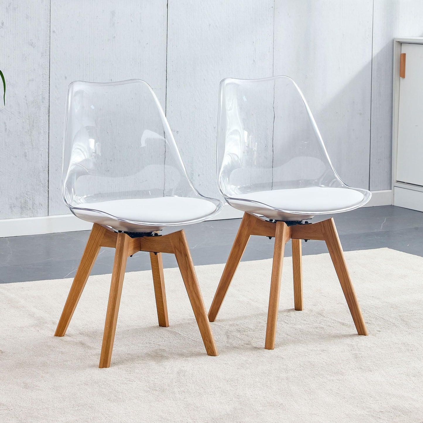 KELESY 4Pcs Modern Chairs Can Rotate 360 Degrees, Backrest is Made of PET Material, The Seat Cushion is Made of PU Material