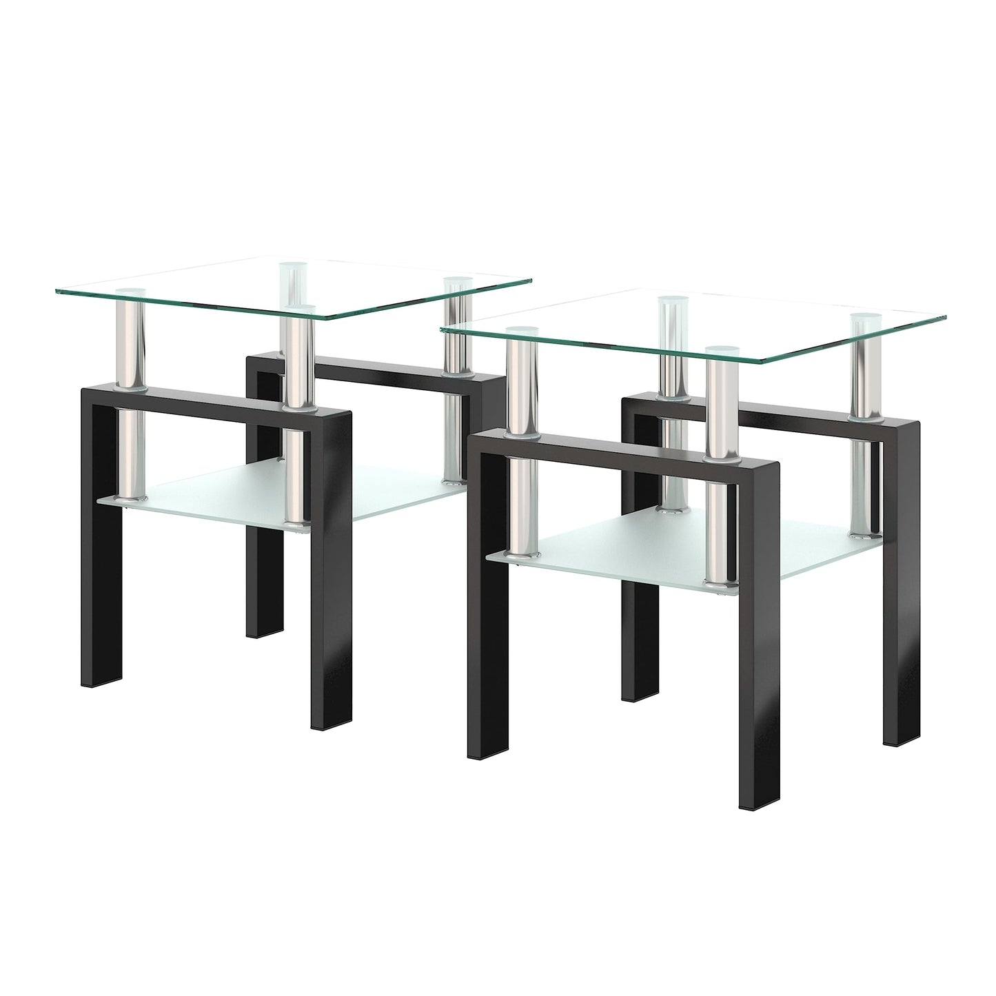 KELESY Modern Tempered Glass Coffee Table – Stylish Square Center Table for Living Room, Elegant Glass Top Design