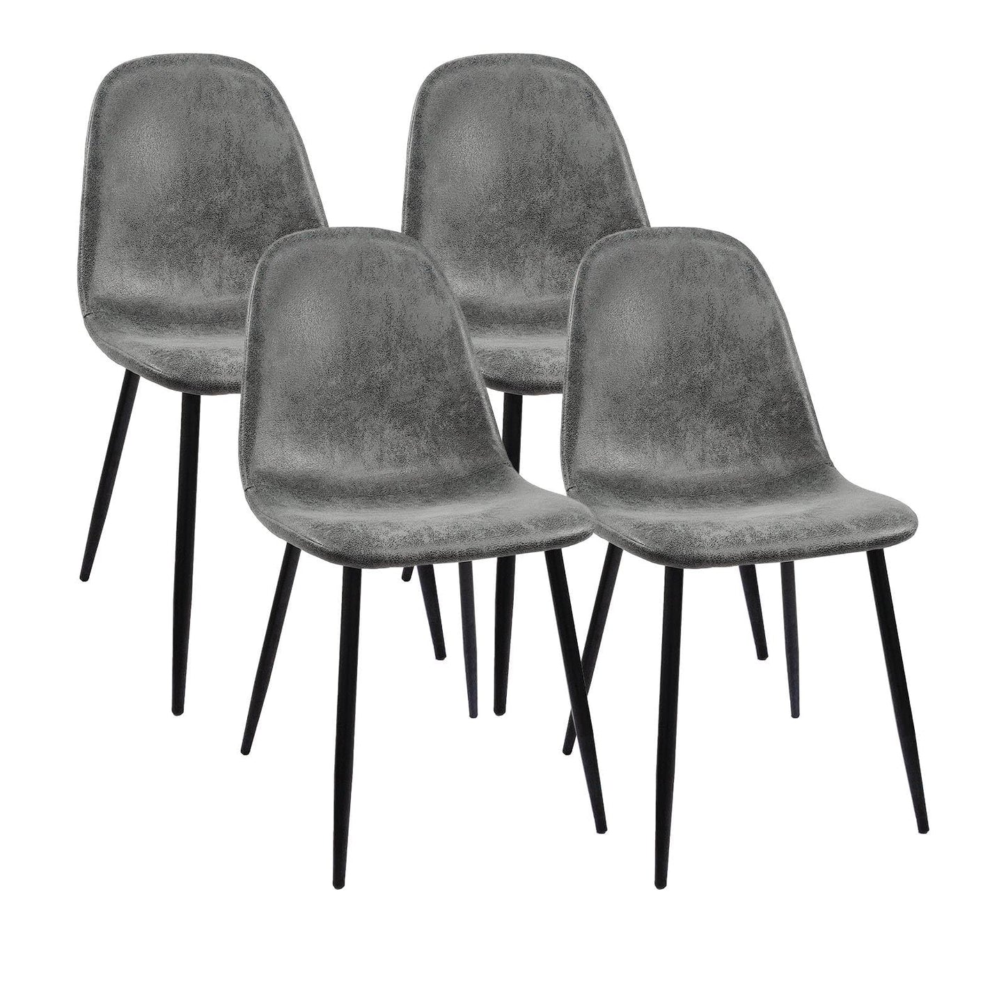 KELESY Dining Chairs Set of 4, Modern Accent Chairs with Soft Glove Suede Fabric Upholstered Seat, Spoon Shape Kitchen Chair with Black Metal Legs Dining Side Chairs for Dining Room Kitchen