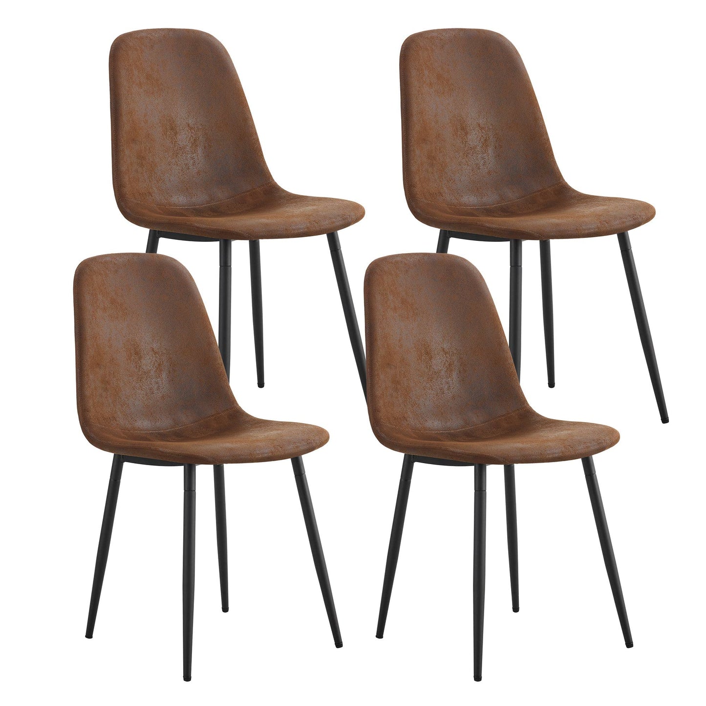KELESY A Set of 4 Modern Medieval Style Restaurant Cushioned Side Chairs, Equipped with Soft Cushions and Black Metal Legs, Suitable for Kitchens, Lounges, and Farmhouses