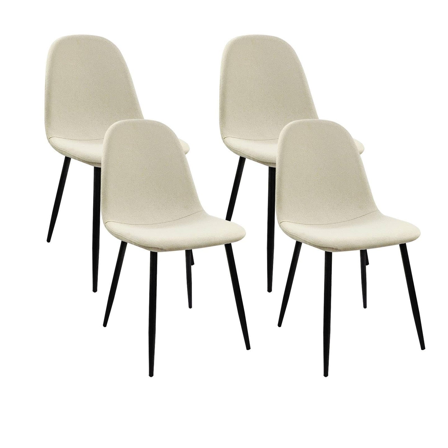 KELESY Dining Chairs Set of 4, Modern Accent Chairs with Linen Fabric Upholstered Seat, Spoon Shape Kitchen Chair with Black Metal Legs Dining Side Chairs for Dining Room Kitchen
