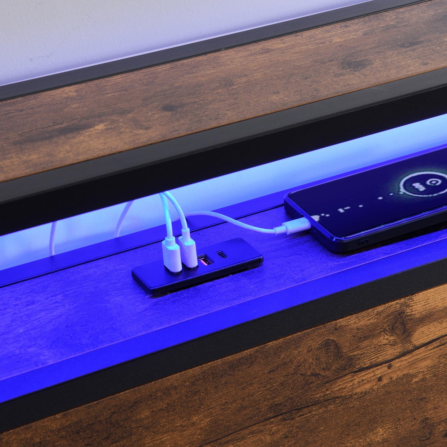 KELESY Bed Frame with Storage Headboard and 2 Drawers & Charging Station, Metal Platform Bed No Noise, Mattress Foundation Strong Metal Slats Support No Box Spring Needed