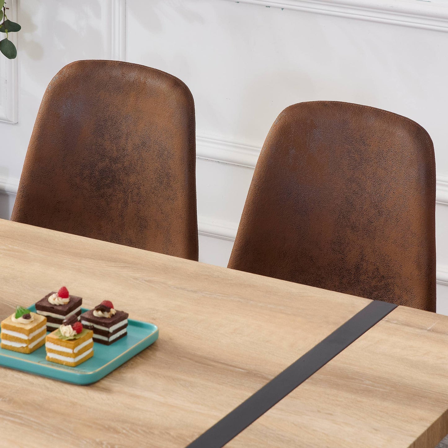 KELESY A Set of 4 Modern Medieval Style Restaurant Cushioned Side Chairs, Equipped with Soft Cushions and Black Metal Legs, Suitable for Kitchens, Lounges, and Farmhouses