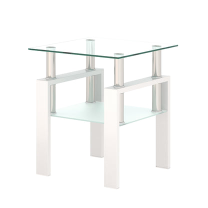 KELESY Modern Tempered Glass Coffee Table – Stylish Square Center Table for Living Room, Elegant Glass Top Design