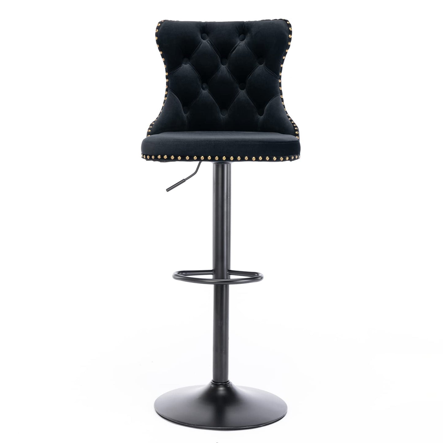 KELESY Swivel Velvet Barstools Adjusatble Seat Height from 25-33 Inch,17.7 Inch Base, Modern Upholstered Bar Stools with Backs Comfortable Tufted for Home Pub and Kitchen Island,Set of 2
