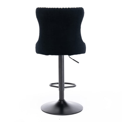 KELESY Swivel Velvet Barstools Adjusatble Seat Height from 25-33 Inch,17.7 Inch Base, Modern Upholstered Bar Stools with Backs Comfortable Tufted for Home Pub and Kitchen Island,Set of 2