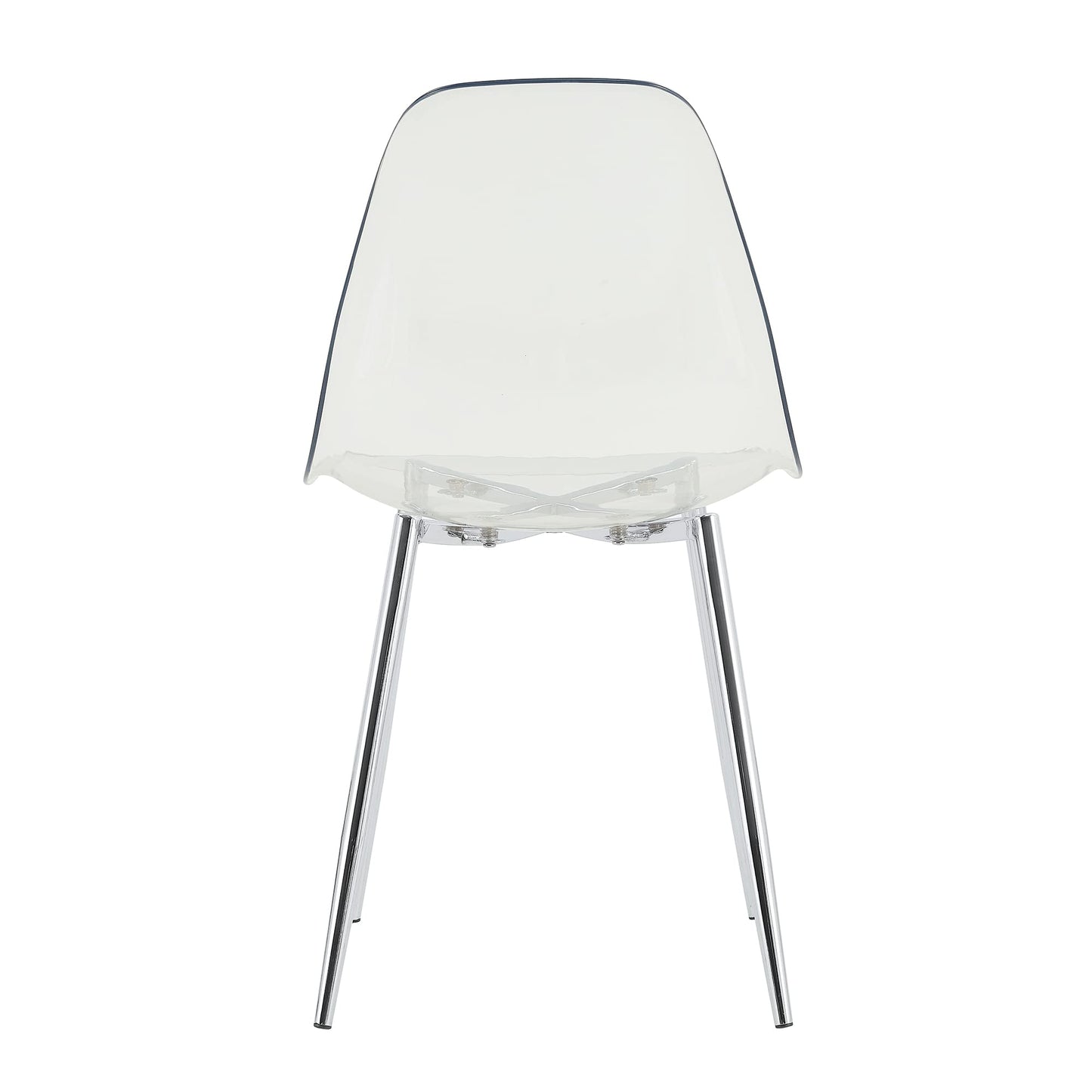 KELESY Modern Minimalist Transparent Dining Chair, Plastic Chair, Armless Crystal Chair, Nordic Creative Makeup Stool, Negotiation Chair, Silver Plated Metal Leg 6-Piece Set