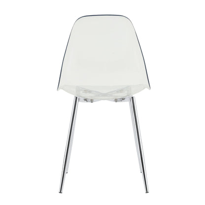 KELESY Modern Minimalist Transparent Dining Chair, Plastic Chair, Armless Crystal Chair, Nordic Creative Makeup Stool, Negotiation Chair, Silver Plated Metal Leg 6-Piece Set