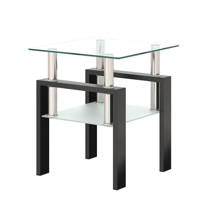 KELESY Modern Tempered Glass Coffee Table – Stylish Square Center Table for Living Room, Elegant Glass Top Design