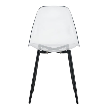KELESY Modern Minimalist Transparent Dining Chair, Plastic Chair, Armless Crystal Chair, Nordic Creative Makeup Stool, Negotiation Chair, Set of 4 Pieces, Black