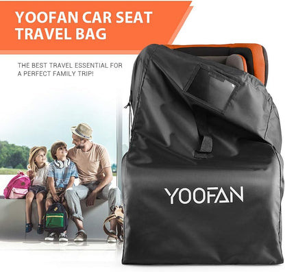 YOOFAN Gate Check Travel Bag with Backpack Shoulder Straps for Strollers, Car Seats, Pushchairs, Boosters, Infant Carriers and Wheelchairs, Water Resistant - Great for Airplane and Storage (Black)