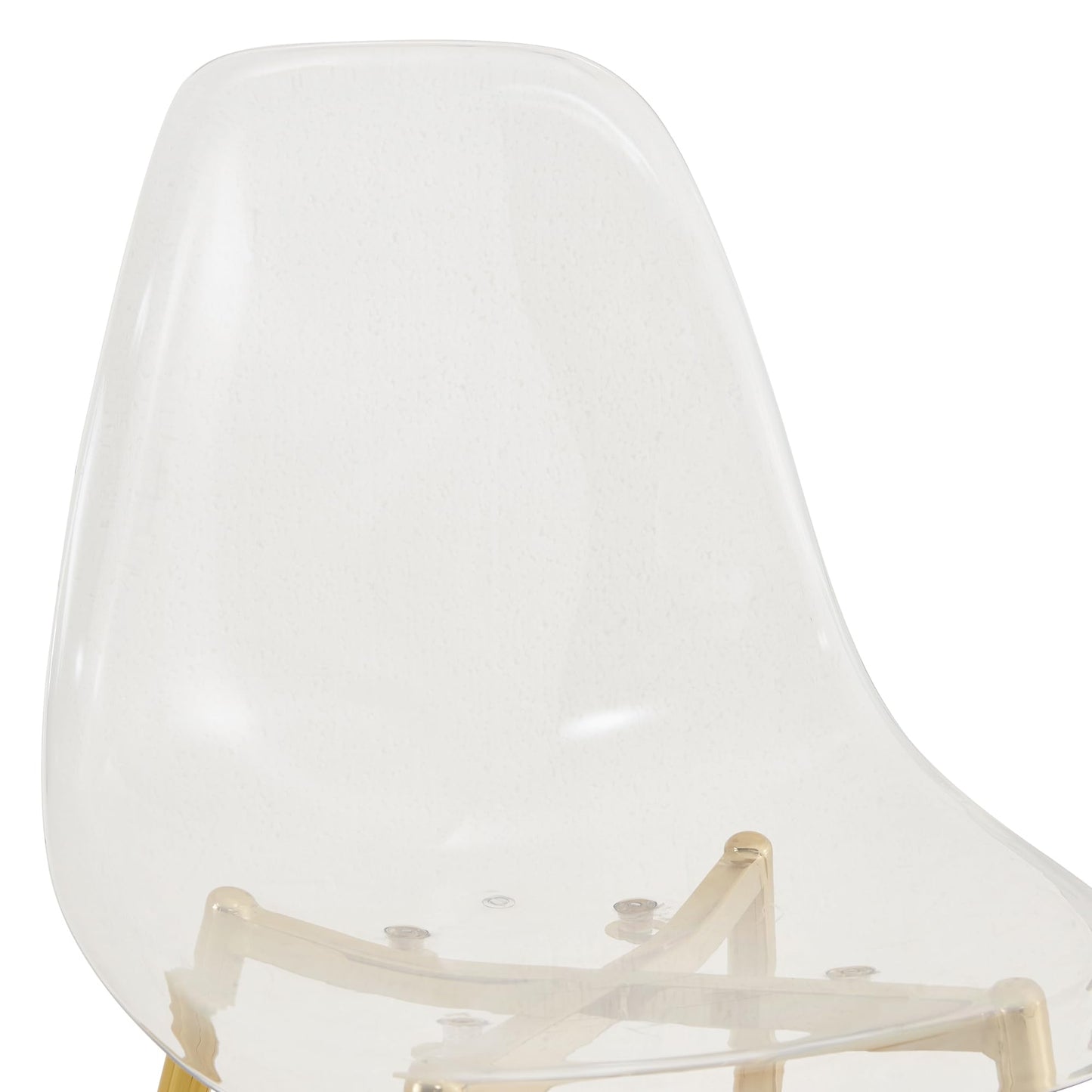 KELESY Modern Minimalist Transparent Dining Chair, Plastic Chair, Armless Crystal Chair, Nordic Creative Makeup Stool, Negotiation Chair, 6-Piece Set of Gold-Plated Metal Legs