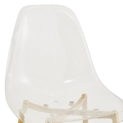 KELESY Modern Minimalist Transparent Dining Chair, Plastic Chair, Armless Crystal Chair, Nordic Creative Makeup Stool, Negotiation Chair, 6-Piece Set of Gold-Plated Metal Legs