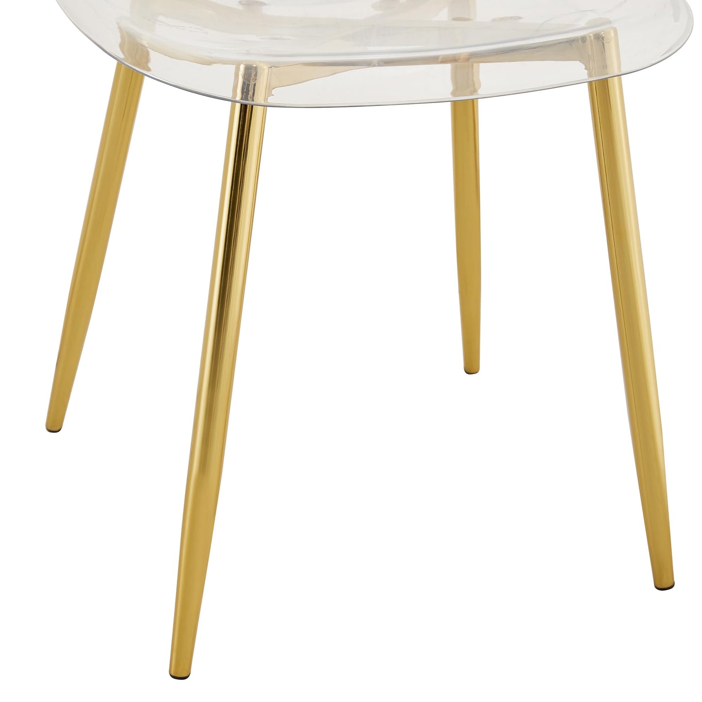 KELESY Modern Simple Transparent Dining Chair Plastic Chair Armless Crystal Chair Nordic Creative Makeup Stool Negotiation Chair Set of 4 and Plating Metal Leg of Golden